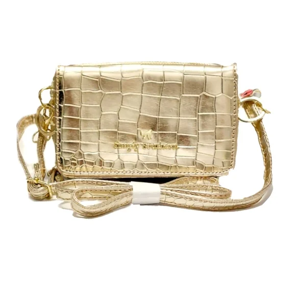 Simply Southern Womens Gold Alligator Embossed Small Crossbody Bag NEW! - Picture 1 of 10